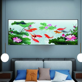Digital Print Download Printable Art Carp Lotus Painting - S415